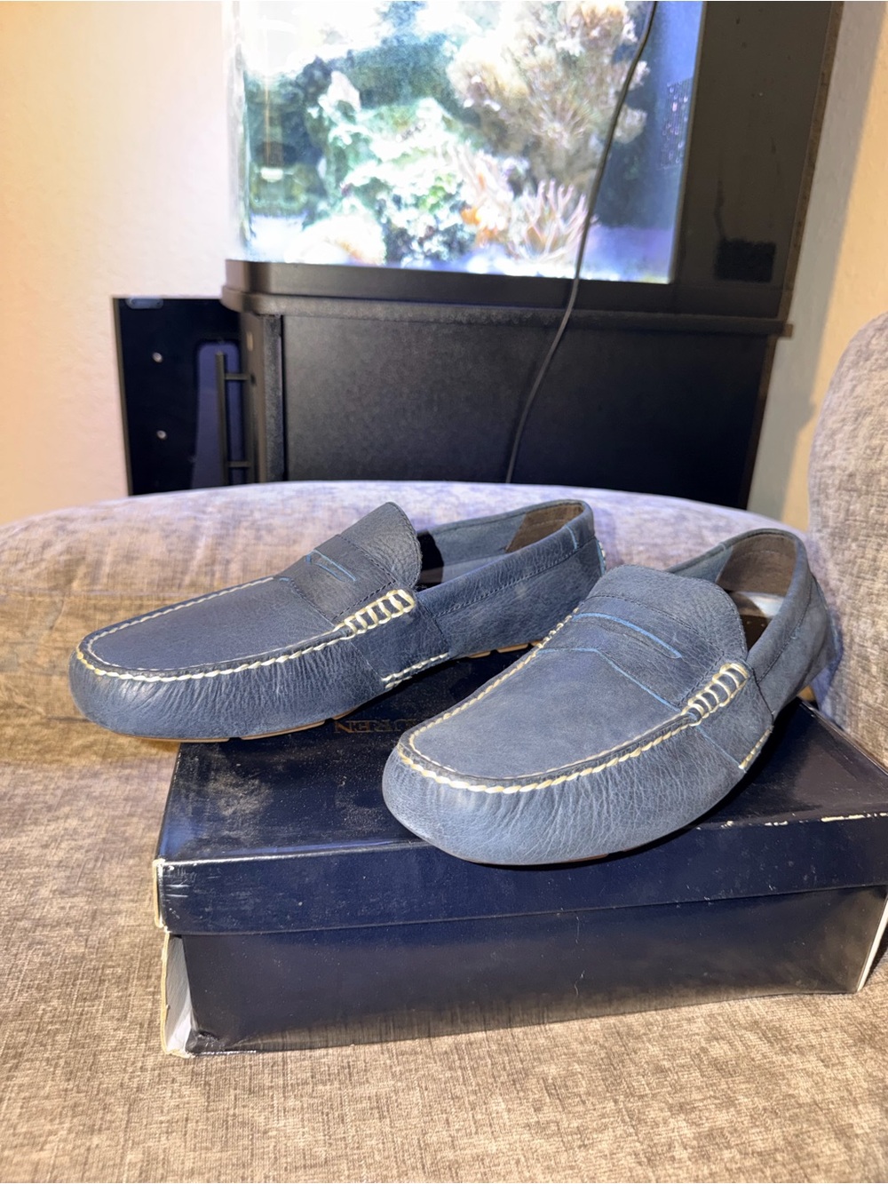 Polo Ralph Lauren Telly Men’s Navy Leather Driving Loafers Size 9D